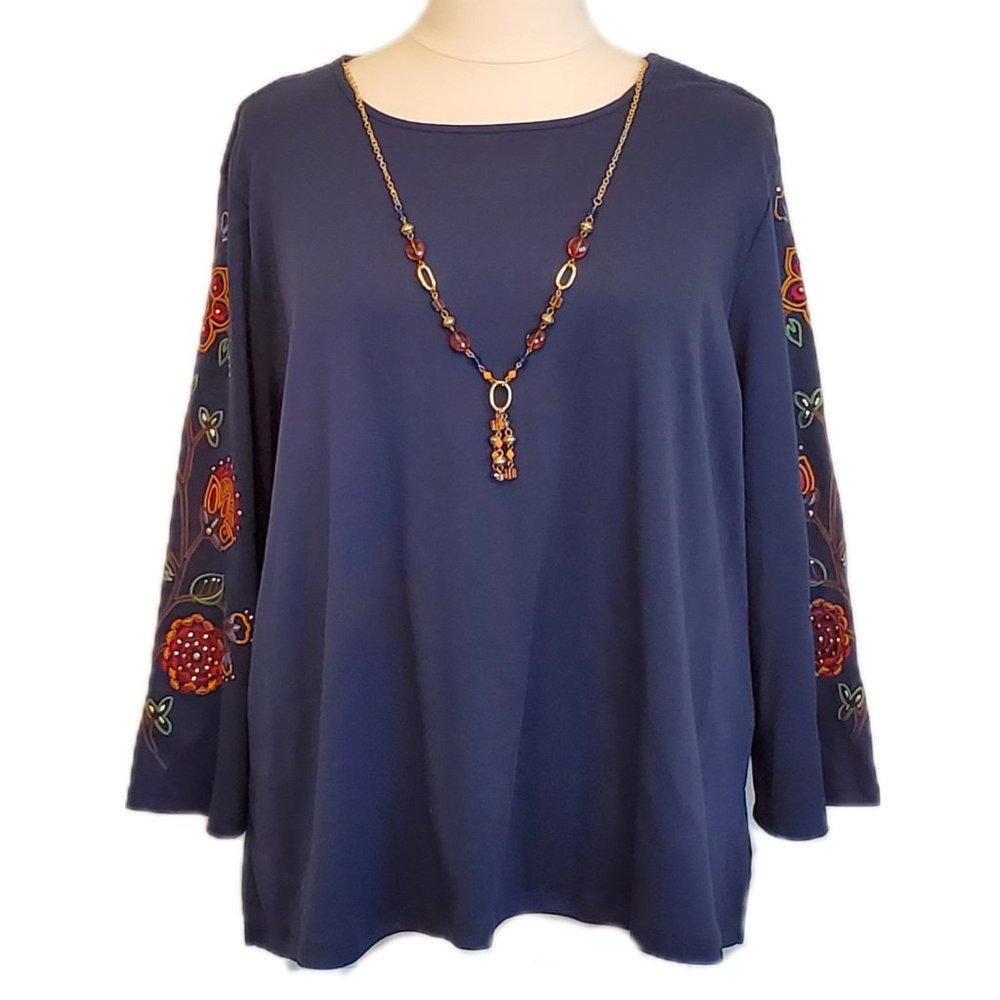 NWT Alfred Dunner Navy Blue Top Size 3X